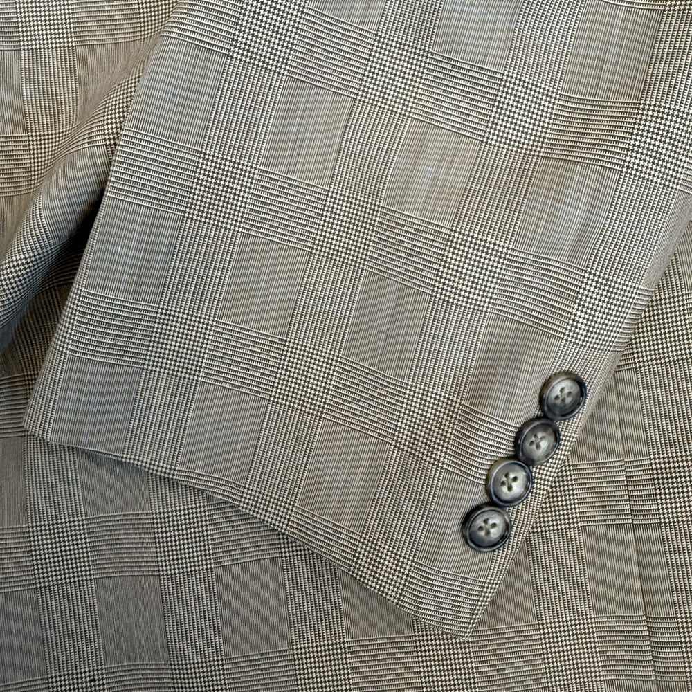 Luxury American Tailors Men’s Brown Glen Plaid 2-Piece Suit 44R 36x32 Windowpane - Picture 6 of 8